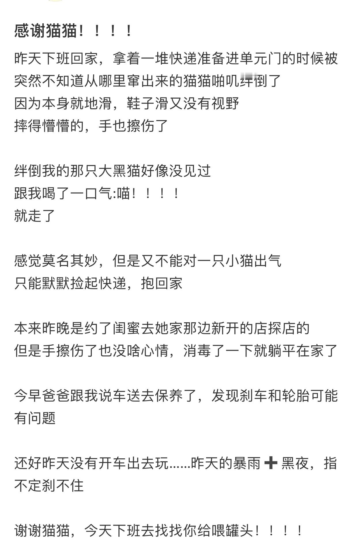 被楼下小猫绊倒后好想躲过了一劫​​​​