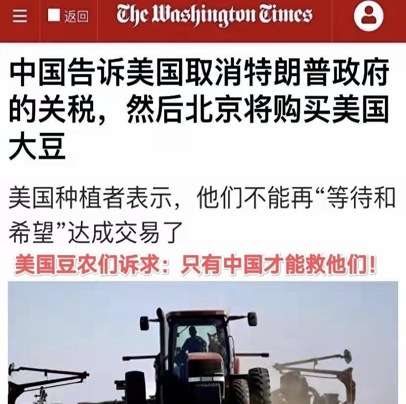 美国豆农哭诉：救救我们吧！这不是天灾而人祸，就是特朗普关税惹的祸！中国条件：取