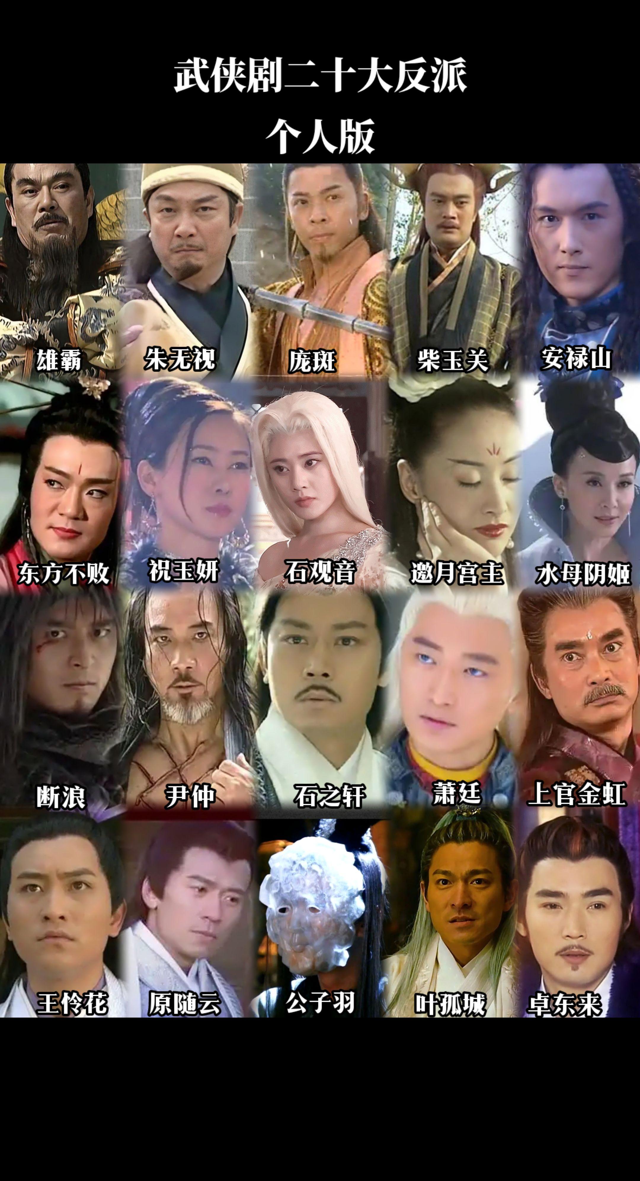 个人心中的武侠剧二十大反派