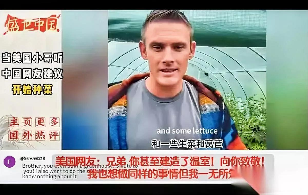 美国小哥后院种菜火了！老外评论区直接炸锅……当美国小哥跟着中国网友在大棚