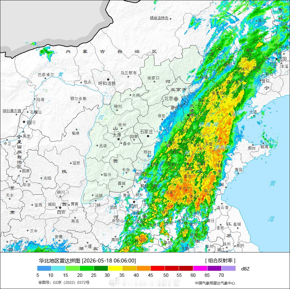 气象观察团【大范围切变线强降雨】昨晚以来，华北黄淮江汉西南地区东部等地是出