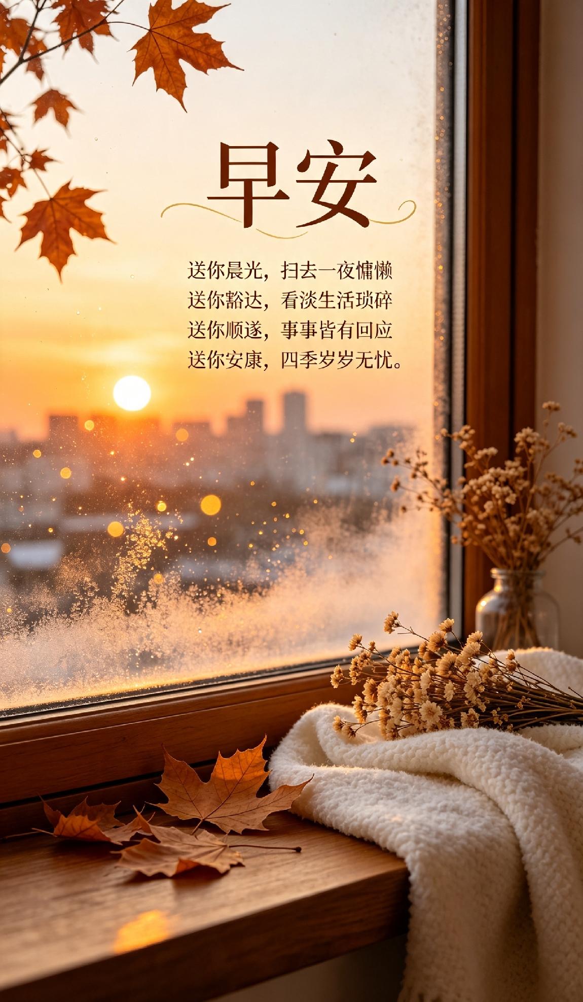 初秋的晨光慢慢洒落，褪去盛夏的燥热，清晨的每一缕风都藏着温柔。给自己一句早安，温