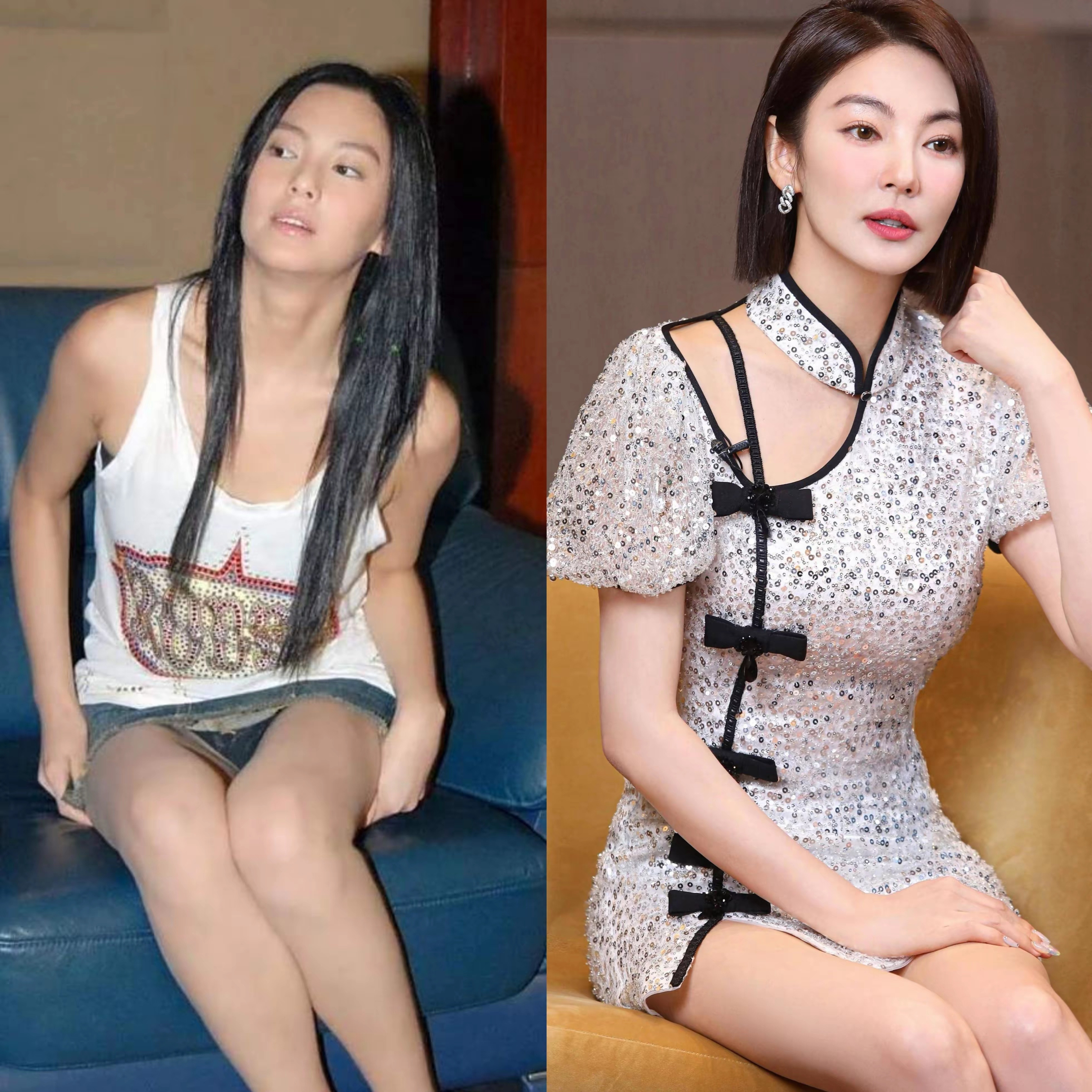 张雨绮素颜比妆后的年龄至少要小七八岁吧，素颜看着就像二十五六岁，妆后虽然很美，但