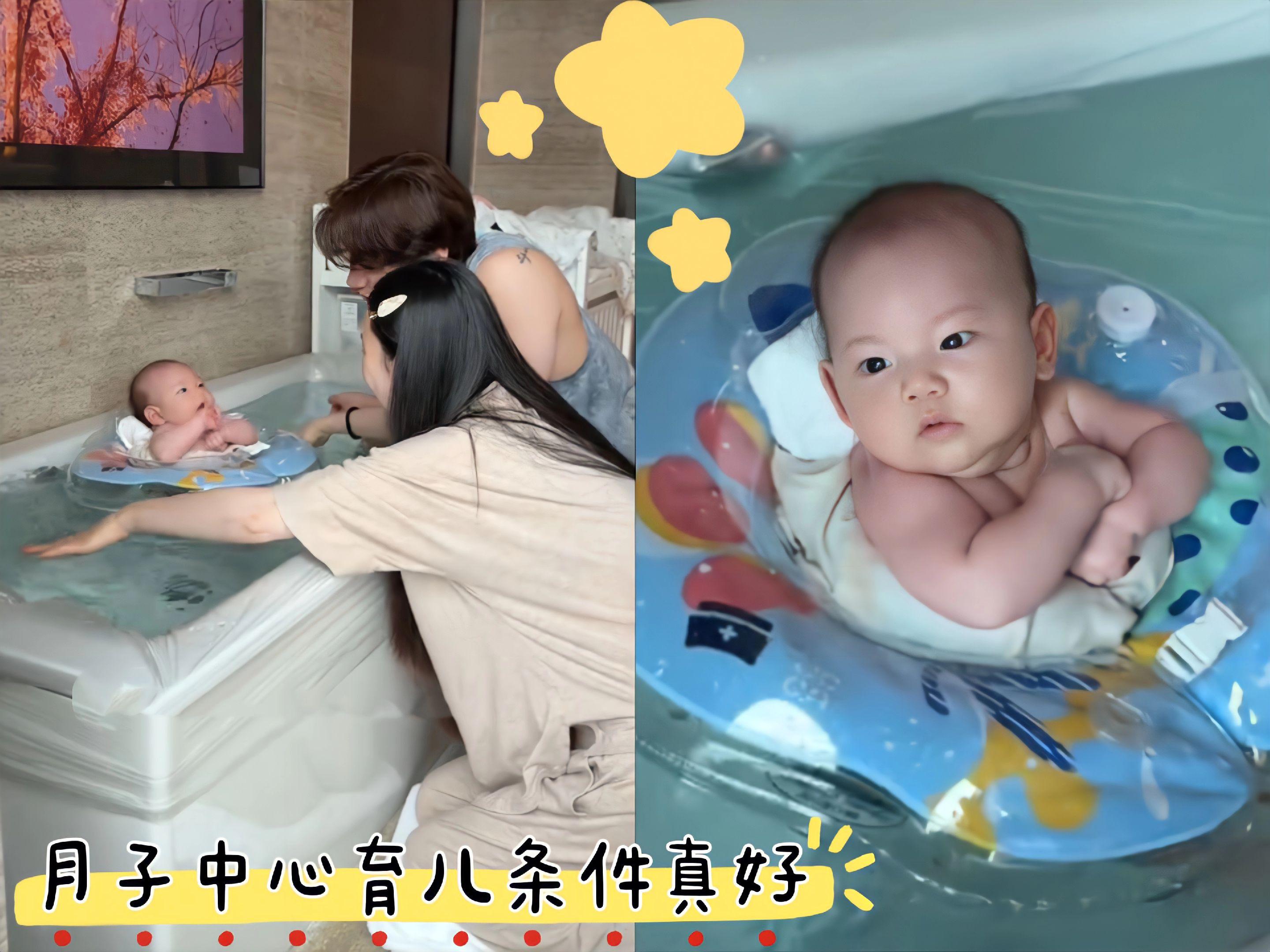 百万月子中心的育儿条件真不错。张檬这是生了一个小小五吧，小家伙太像爸爸...