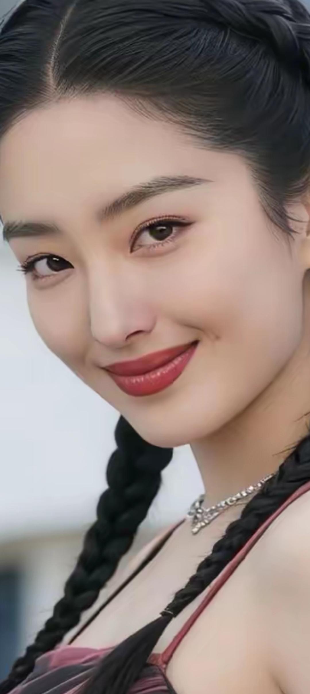 甜美少女风，红唇与黑发相映成趣，清新自然，散发迷人魅力！💄👩‍❤️‍💋‍?