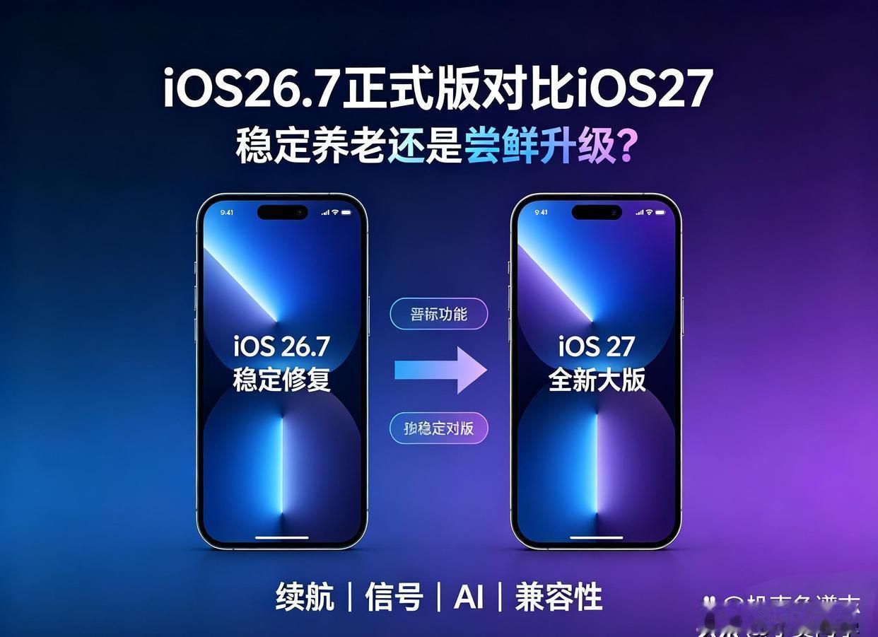 iOS26.7正式版与iOS27大版本同时推送：iPhone用户该如何抉择升级与