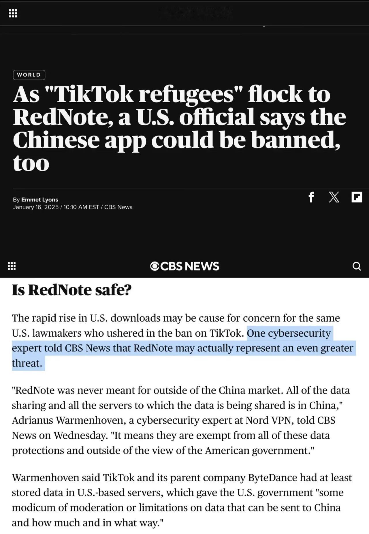 哥伦比亚媒体说，小红书也开始威胁美国安全了，而且比tiktok的威胁更大。美国