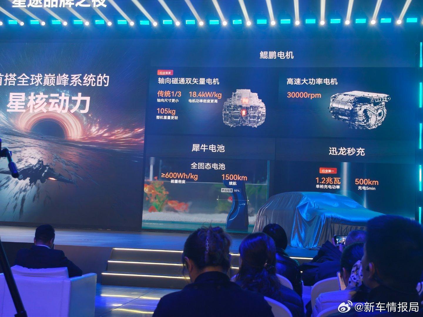李学用称明年全固态电池上车新车情报局在星途品牌之夜上，正式发布星核动力，李学用表