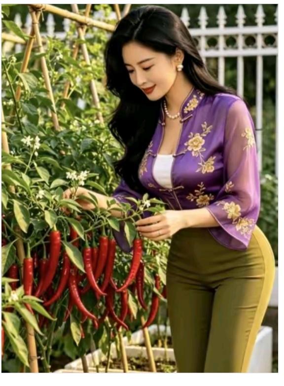 菜园一角菜园品种还挺多；最显眼的属辣椒；摘点辣椒靠点酱；拌个茄米更下饭；