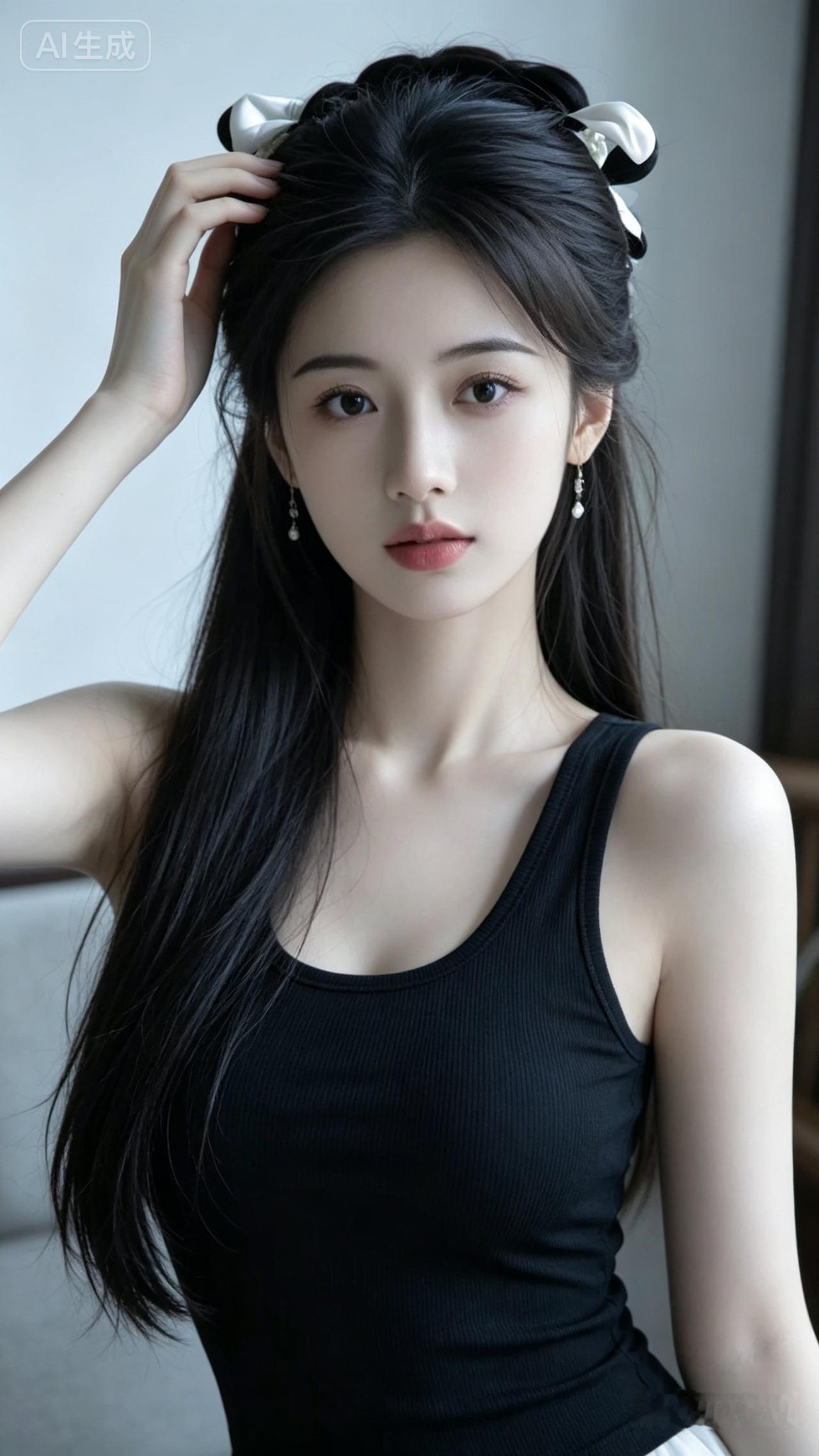 温柔黑发少女，优雅气质满满💕