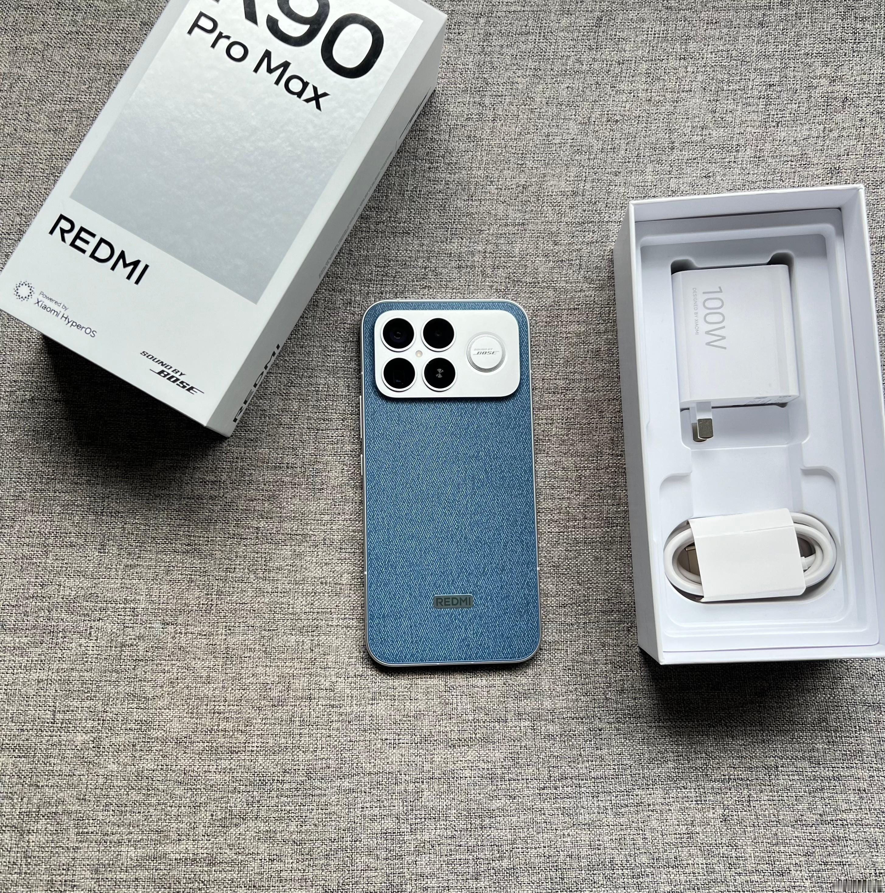 红米K90ProMax16+512G丹宁色，成色完美全套，仅使用三天，带