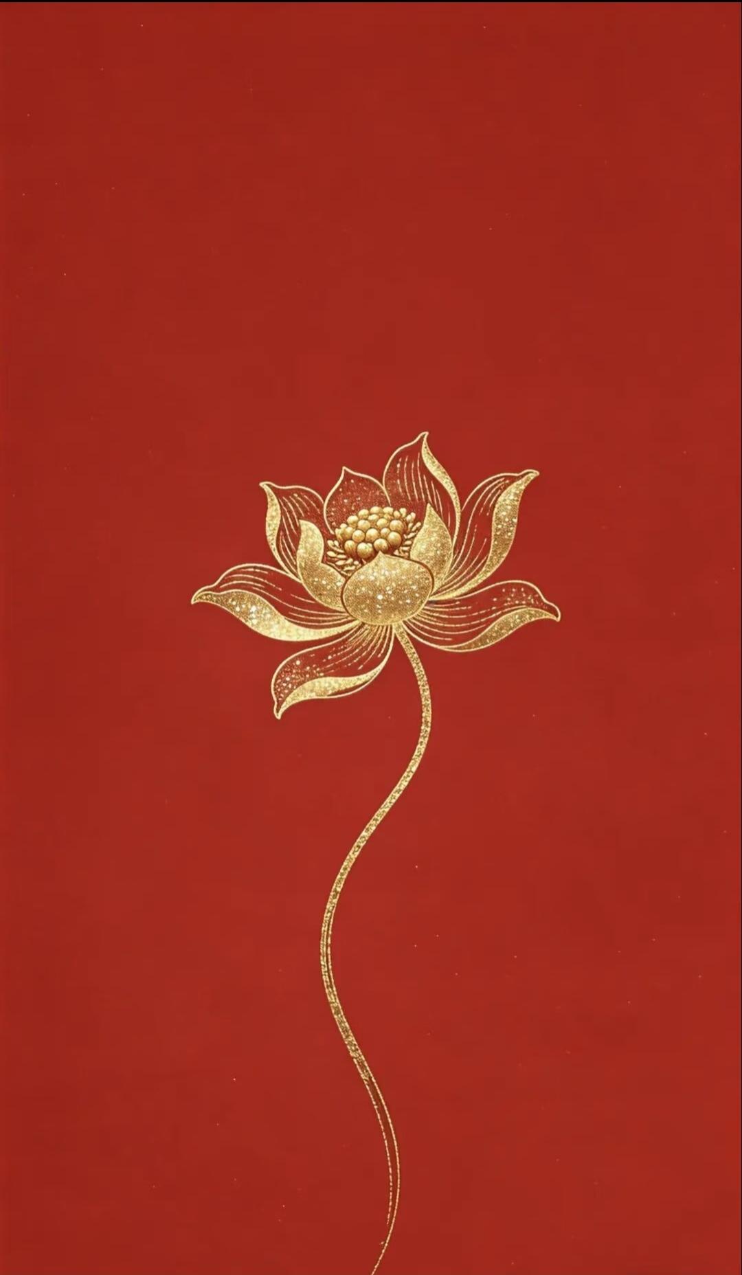 送上一朵金盏莲花，祝福您:好运连连，幸福美满传统文化绘画祝福