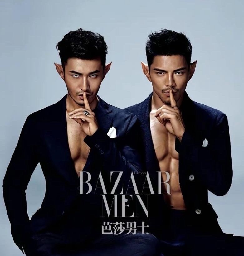 芭莎男士黄晓明向佐，傻傻分不清。