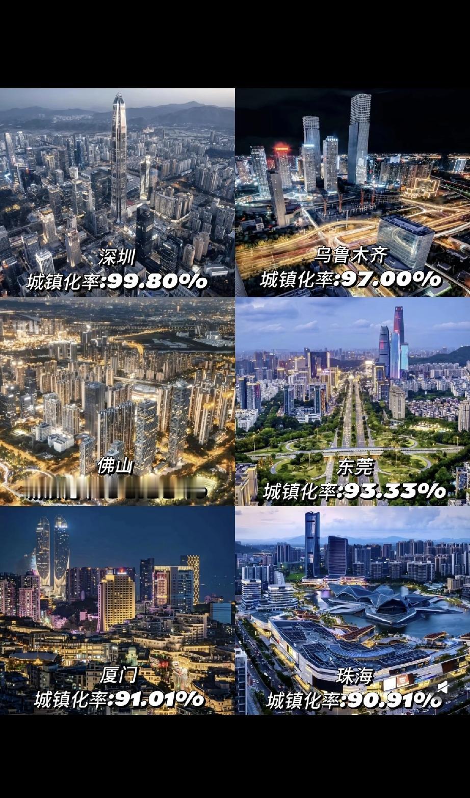 在全国重点城市常住人口城镇化率上，深圳表现卓越，接近100%，2021年达99.