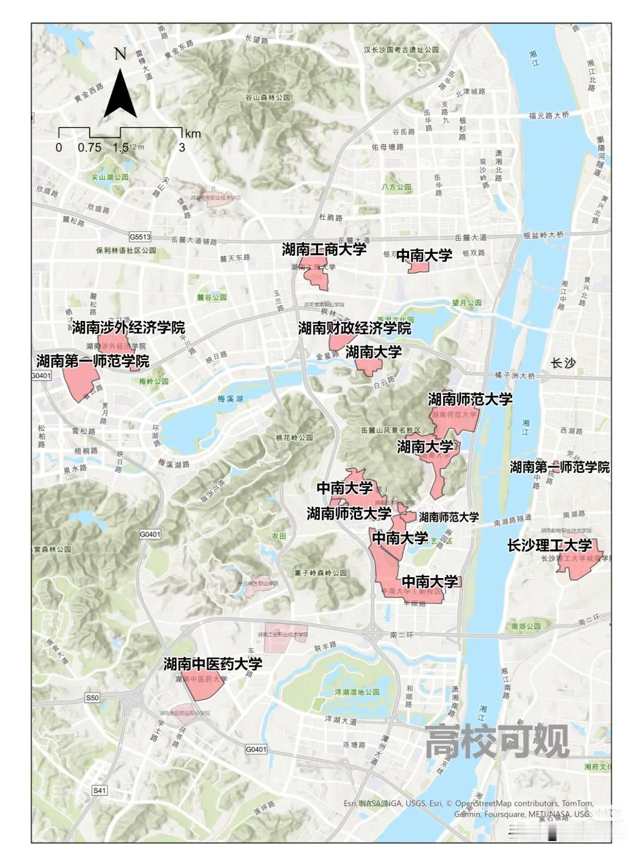 湖南高校最多的板块在这里！在长沙河西特别是岳麓山下聚集了多家湖南顶级高校，包括