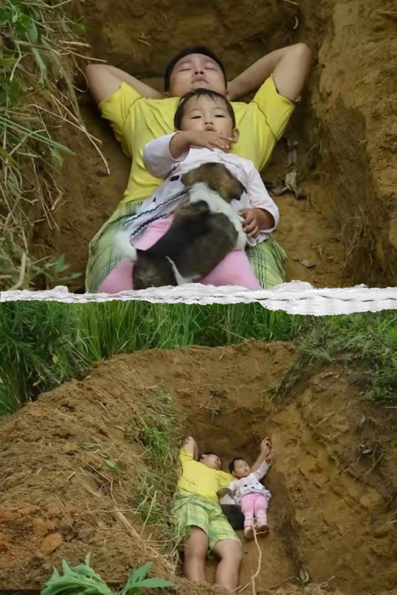 一名年轻父亲，顶着烈日，在自家地里亲手为年仅2岁的女儿，挖好了一座坟墓。村里人看