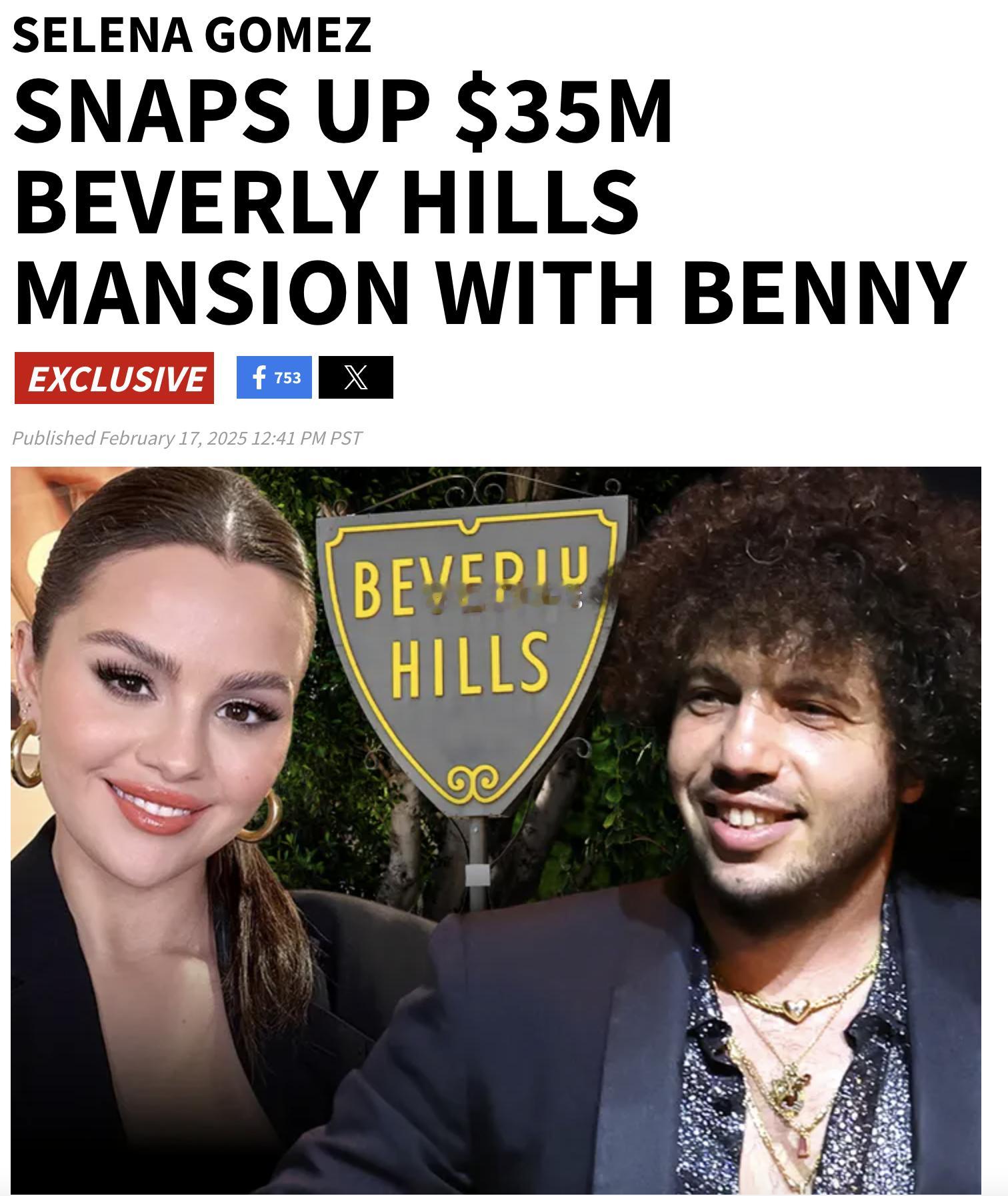 才看到赛琳娜SelenaGomez和未婚夫BennyBlanco一起在比佛利