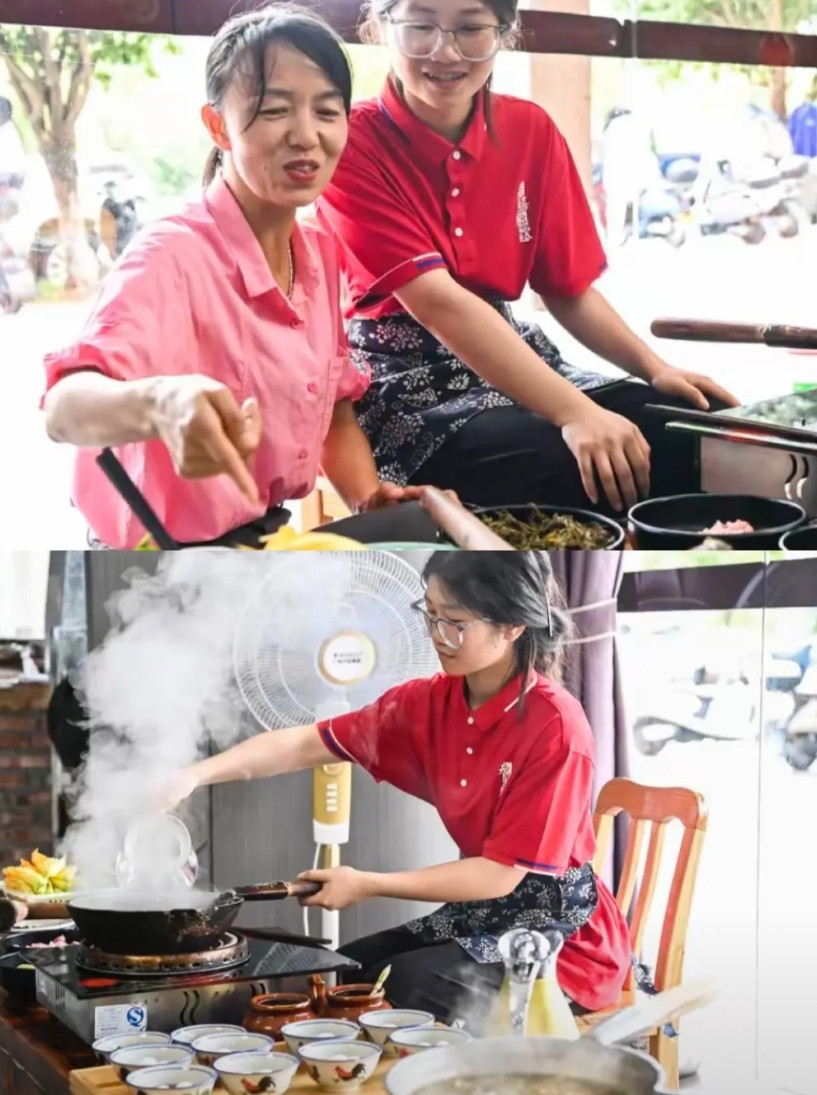 “扁担女孩”有新的后续！一个好消息：她在一家餐馆找到暑假工了！据新华社6
