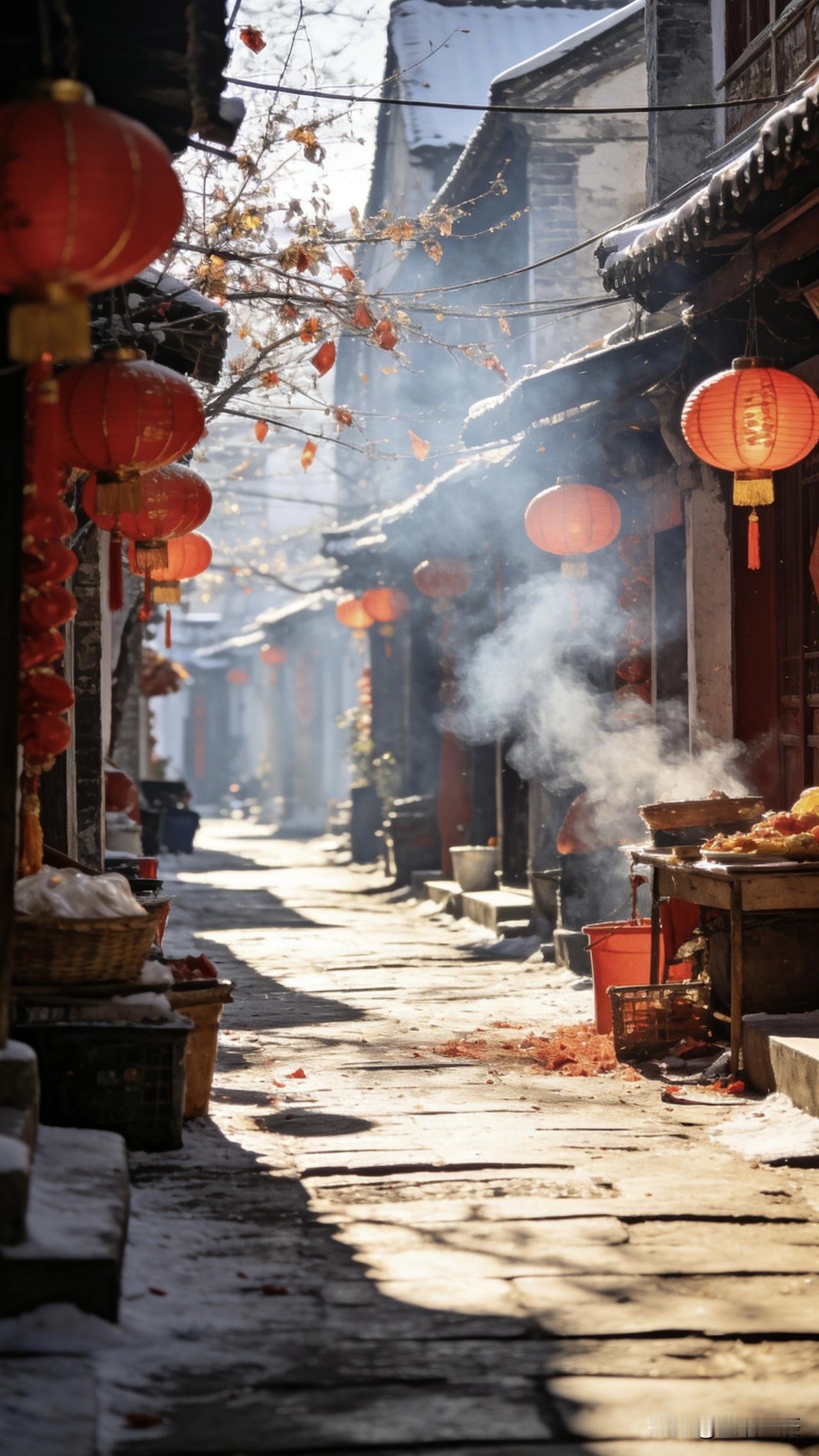 冬月烟火漫街巷，团圆安稳是幸福阳光正好，暖融融地洒在街巷。漫步其间，风里