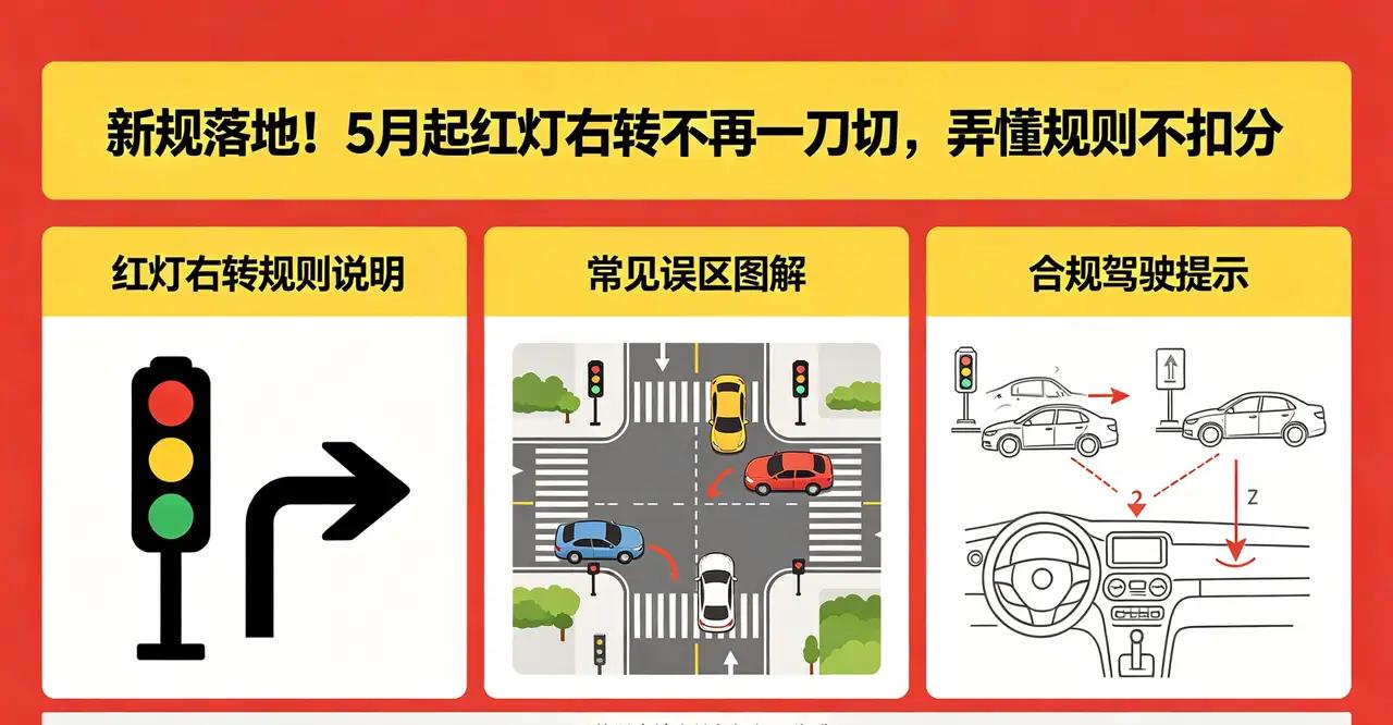 5月1日新规落地！红灯右转扣分，老司机当场懵了你肯定不信——开了十年车的老王