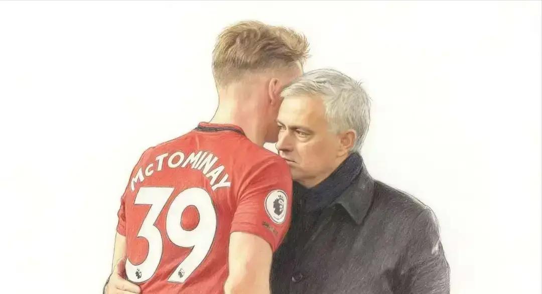 比赛结束，麦克托米奈盯着穆里尼奥，脸上只剩苦笑。老狐狸和苏格兰队主帅克伦克