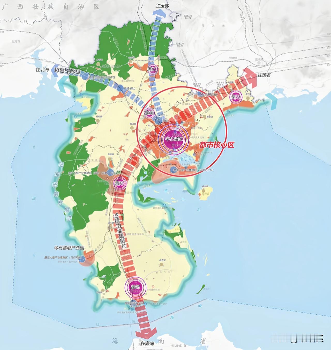 关于广东湛江粤西中心城市的交通赋能发展之路理念。湛江锚定北部湾中心城市与粤西都