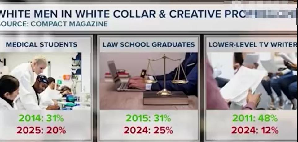 【反向种族歧视——白人在各行业中正在被边缘化】-年轻白人男性已从白领创意行