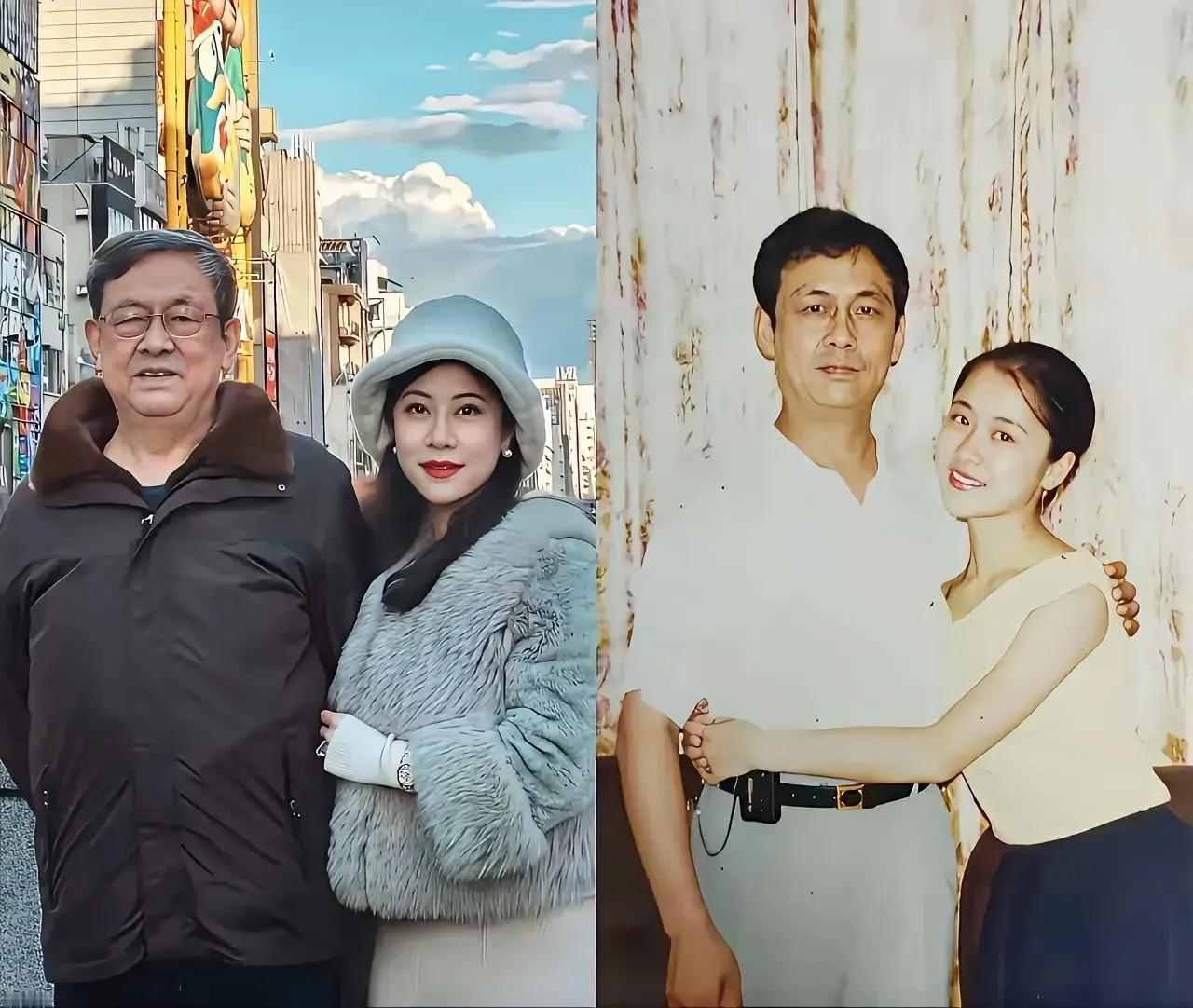 一对夫妻俩25年前与25年后的两张照片。一相对比，表面刚强的男人经不住岁月的冲