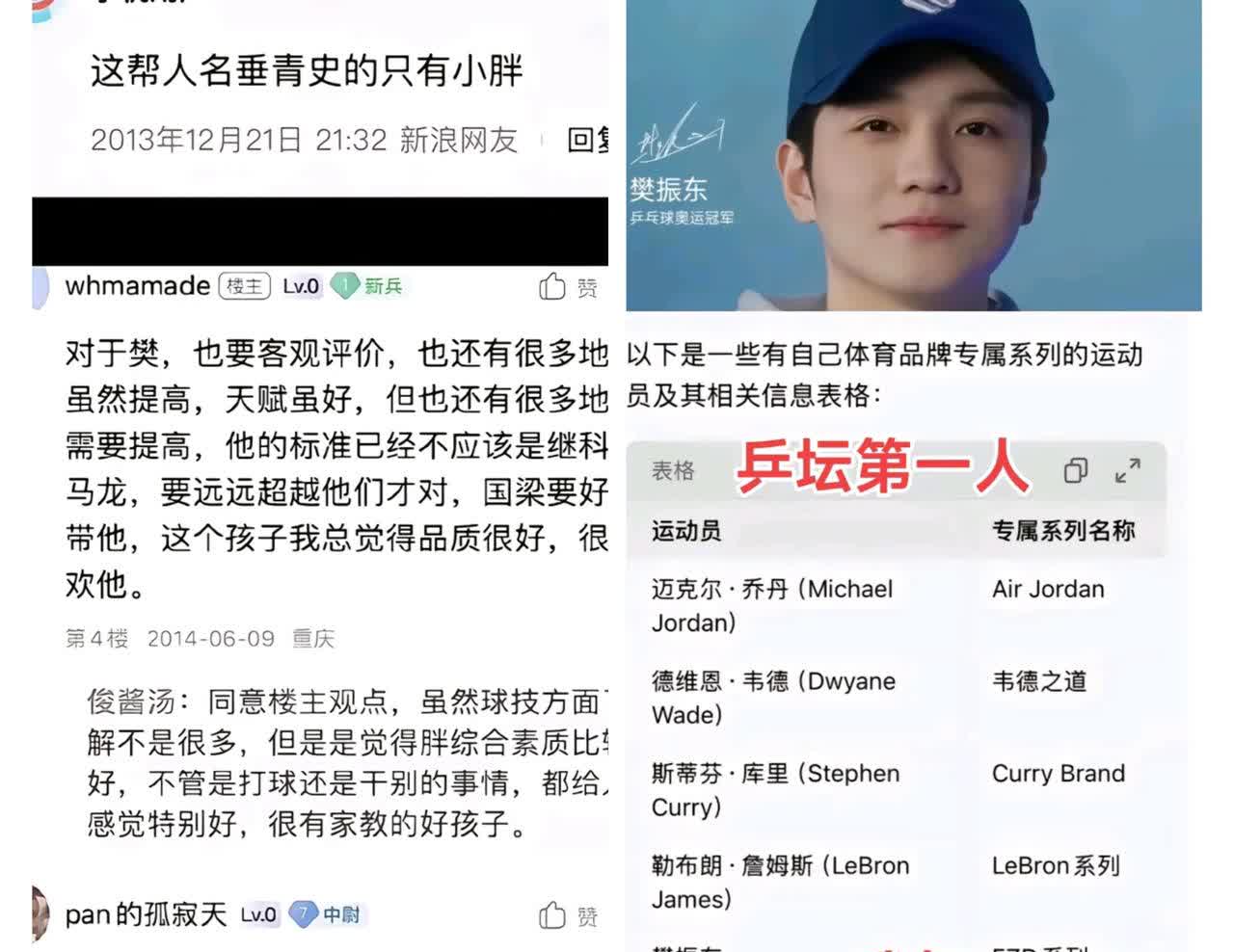 全球有自己体育品牌专属系列的运动员，只有樊振东是中国国籍。樊振东是国内第一个有自