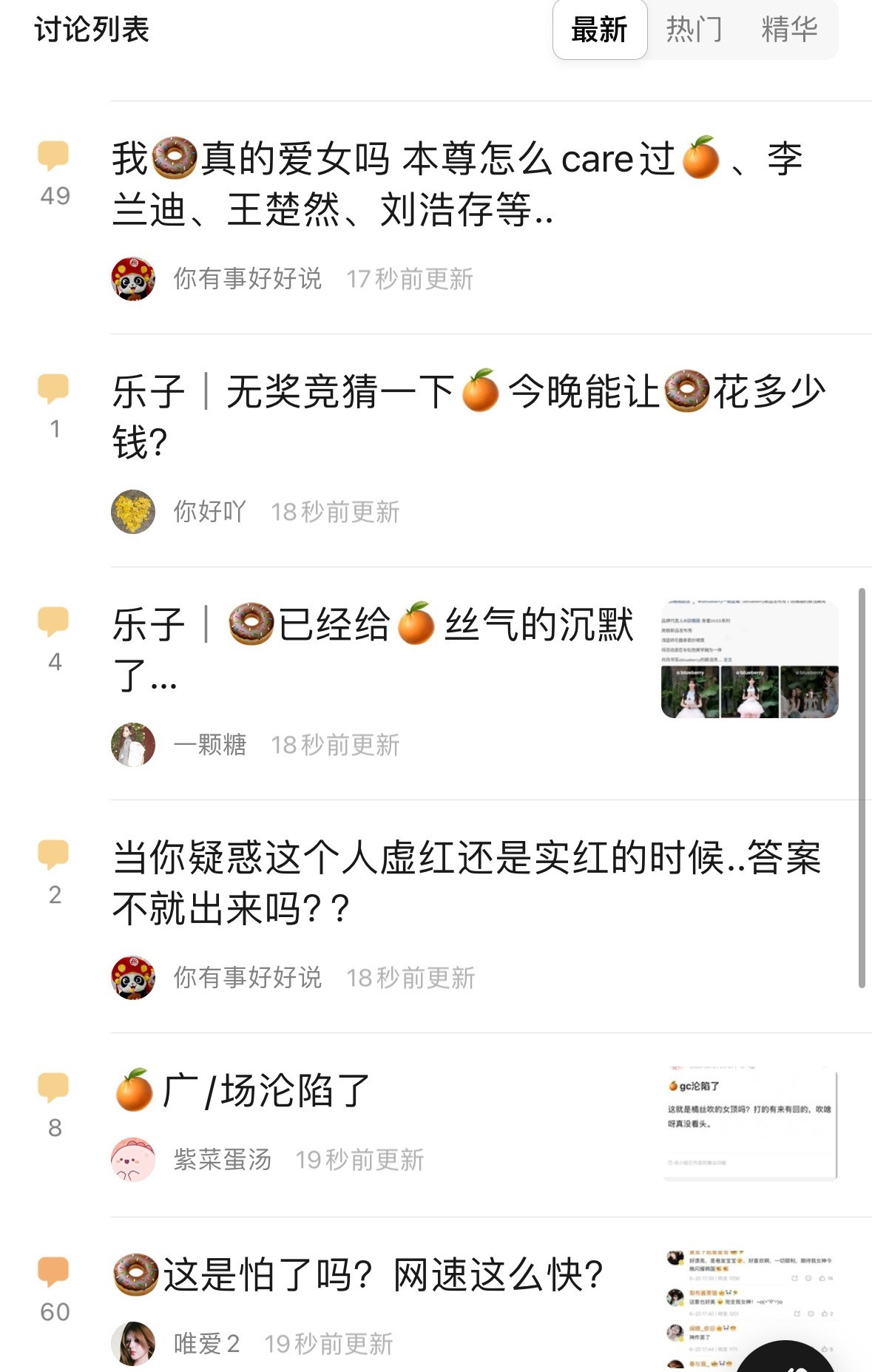 什么情况？点进去就是🍊和🍩刷屏