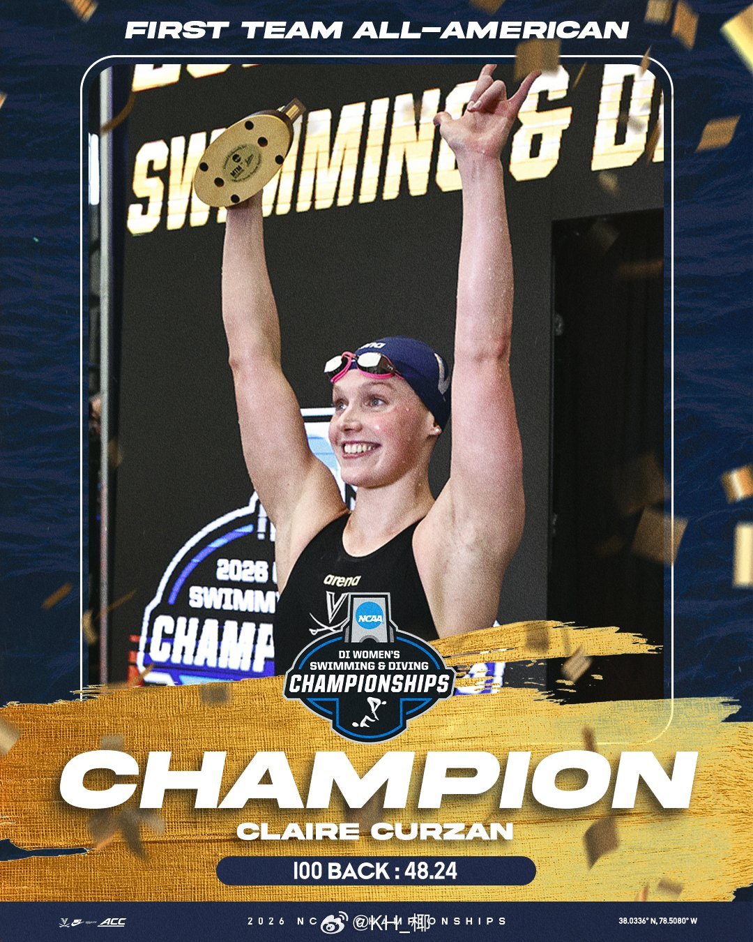 NCAADIWomen'sChampionships女100码仰泳决赛，