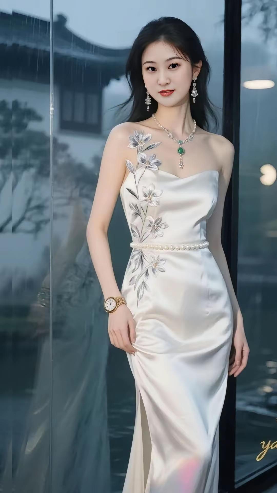 这姑娘的美真是让人眼前一亮！瞧她身着的花裙，如同天边的云霞般绚烂，一襦裙尽显千般