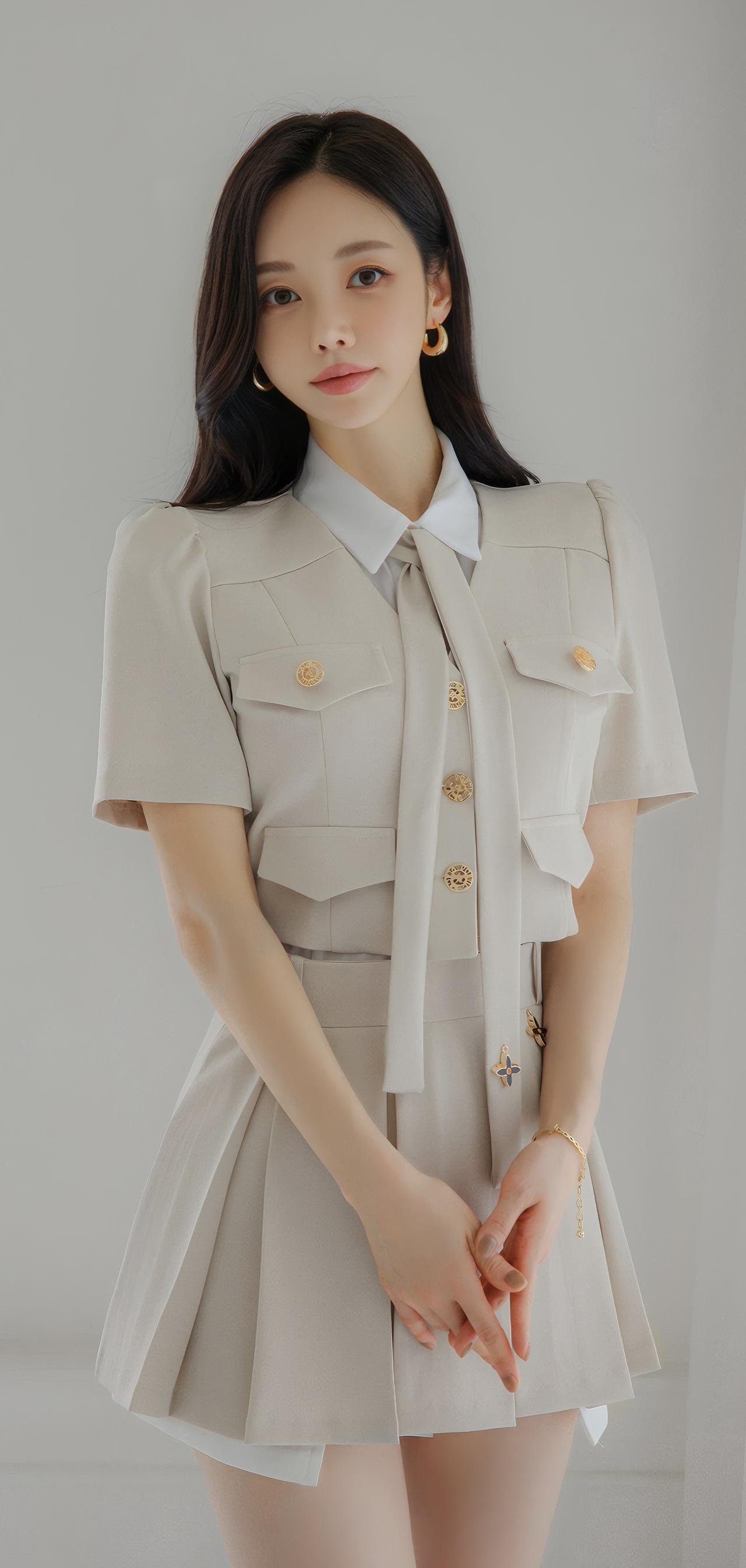 优雅少女风，米色西装裙穿搭，气质满分！