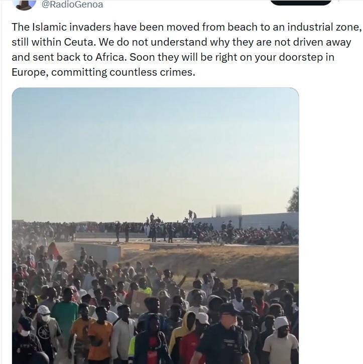 这些“伊斯兰入侵者”已经从海滩被转移到了工业区，但仍然是在休达境内。我们不明