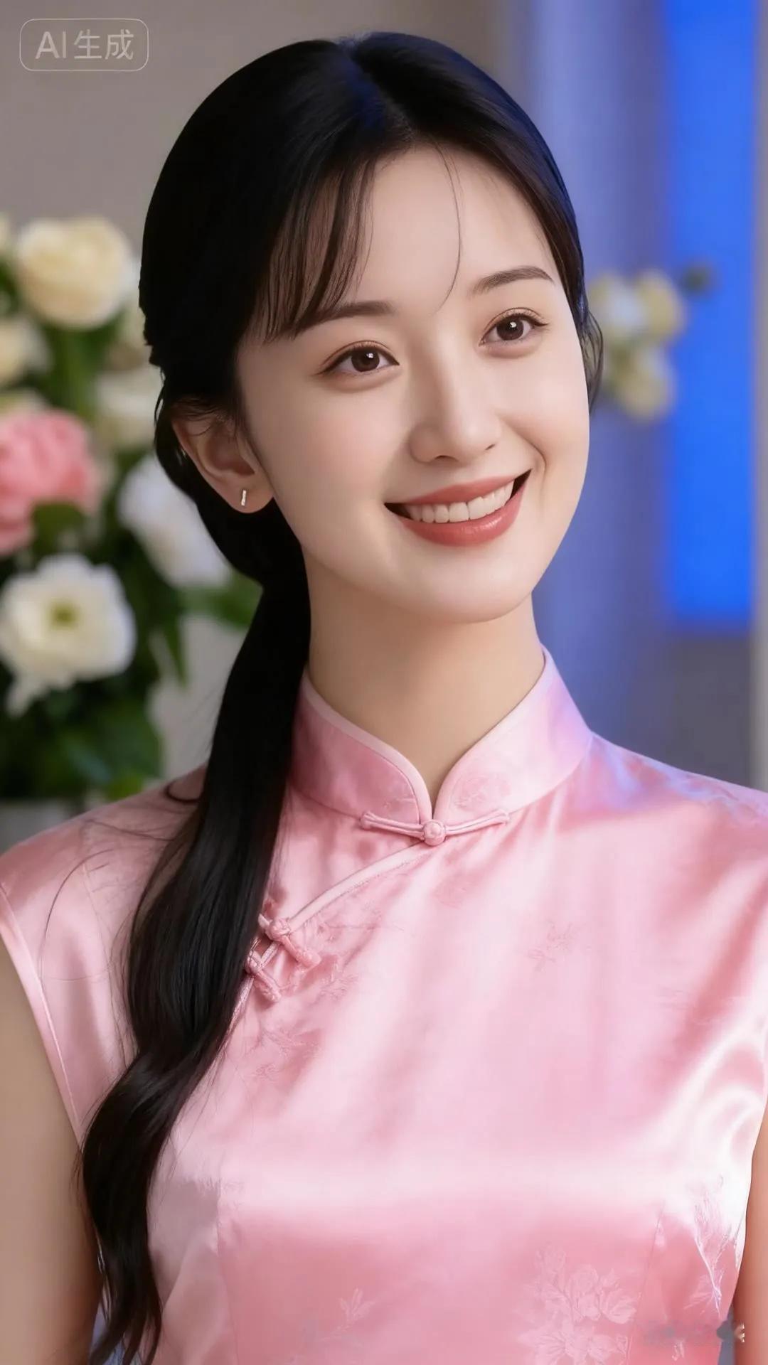 温柔甜美的粉色旗袍，优雅动人！🌸💕