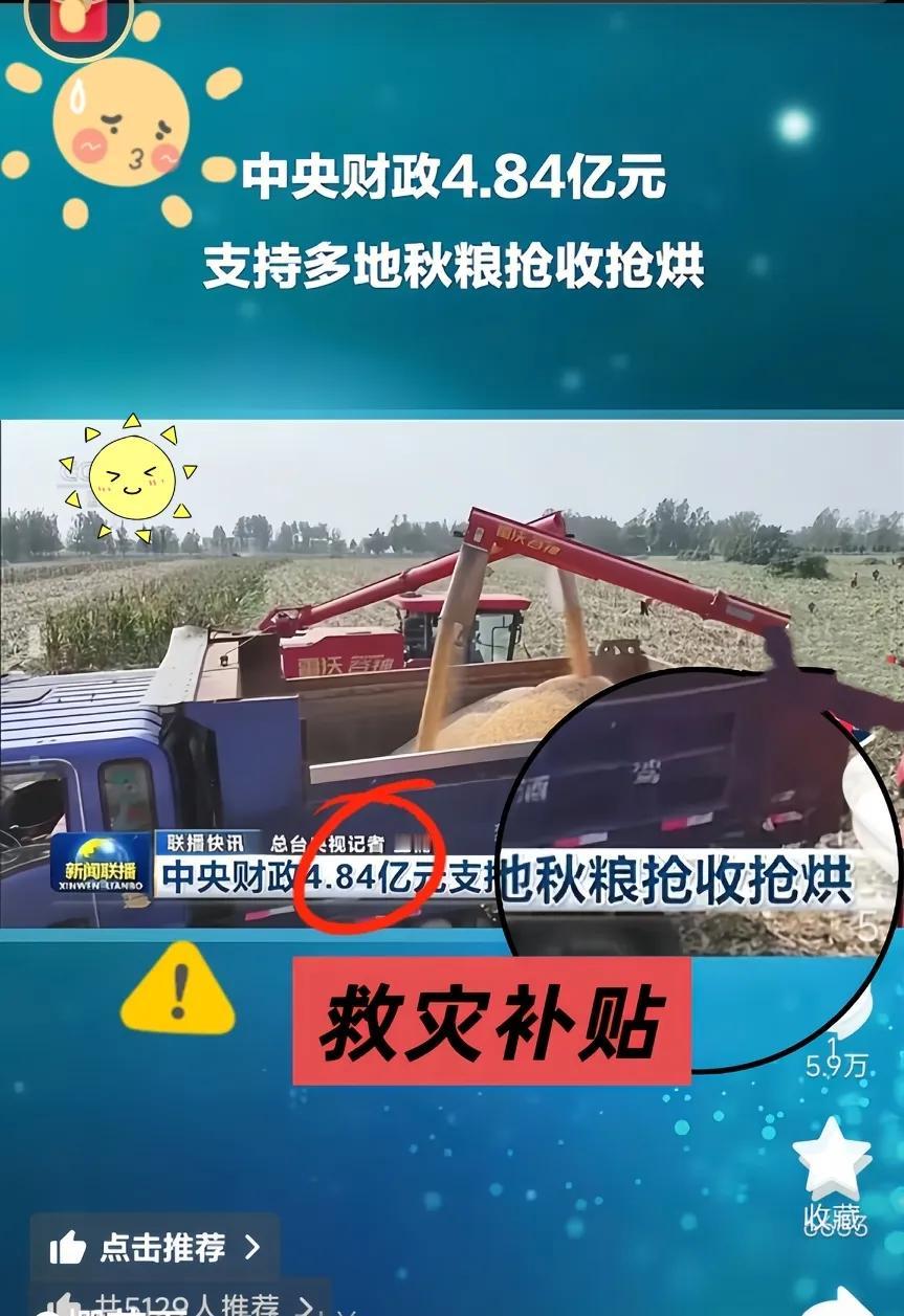 好消息！中央给秋收发补贴了，真心希望这笔钱能实实在在落到每个种田人手里！财