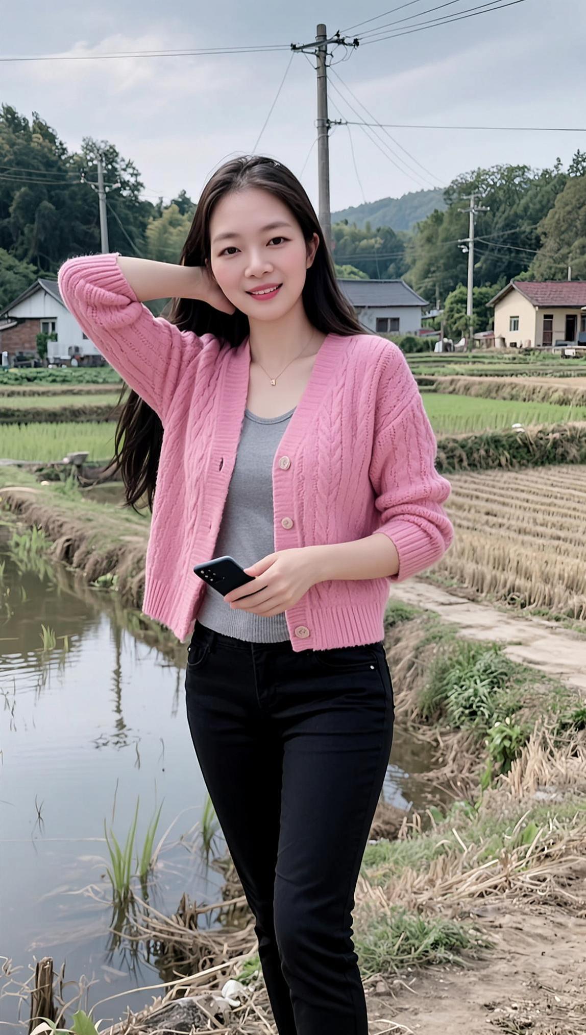 AI田园生活照甜系女孩颜值优雅气质写真穿搭