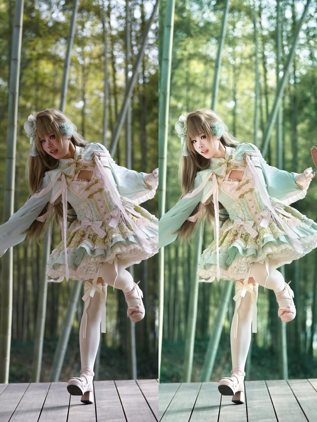 lolita修图调色前后对比图