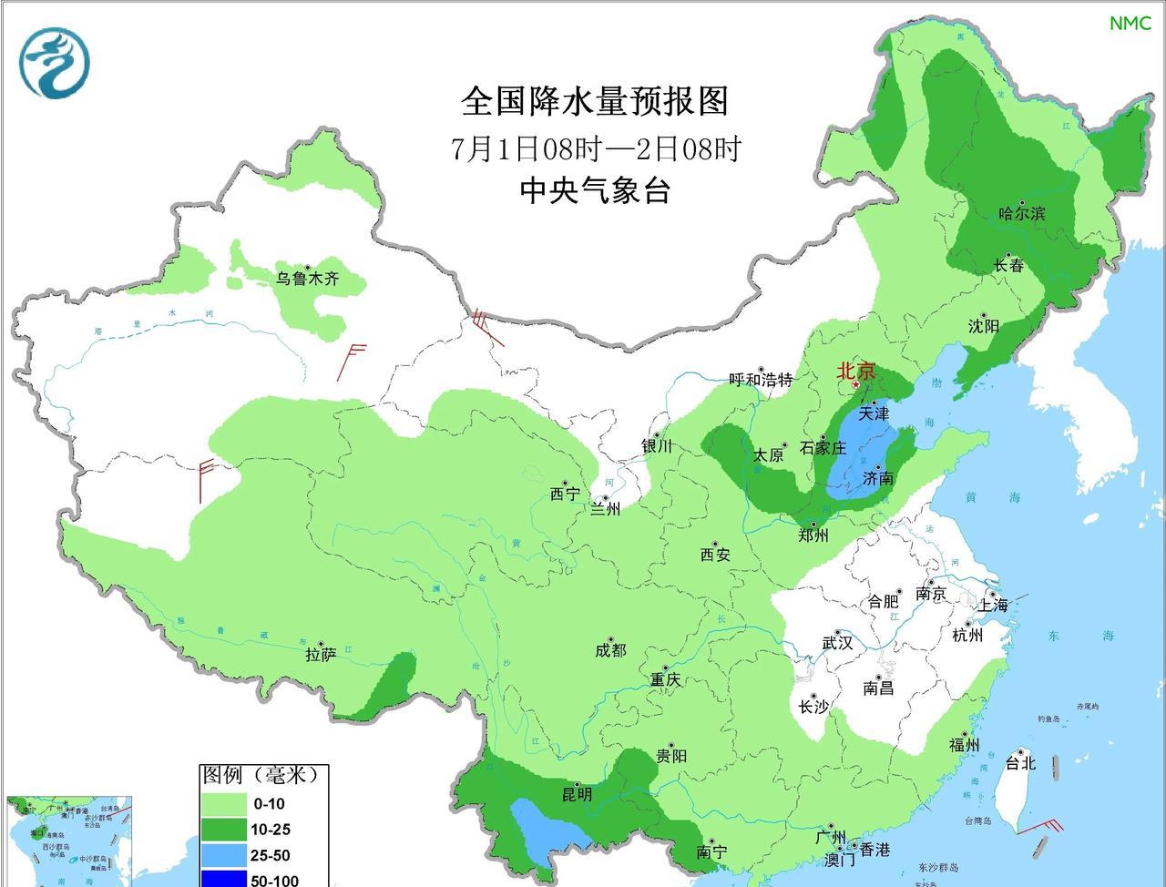 根据中央气象台今早最新发布的降水量预报图，可以分析我国华北黄淮的降水：1.7