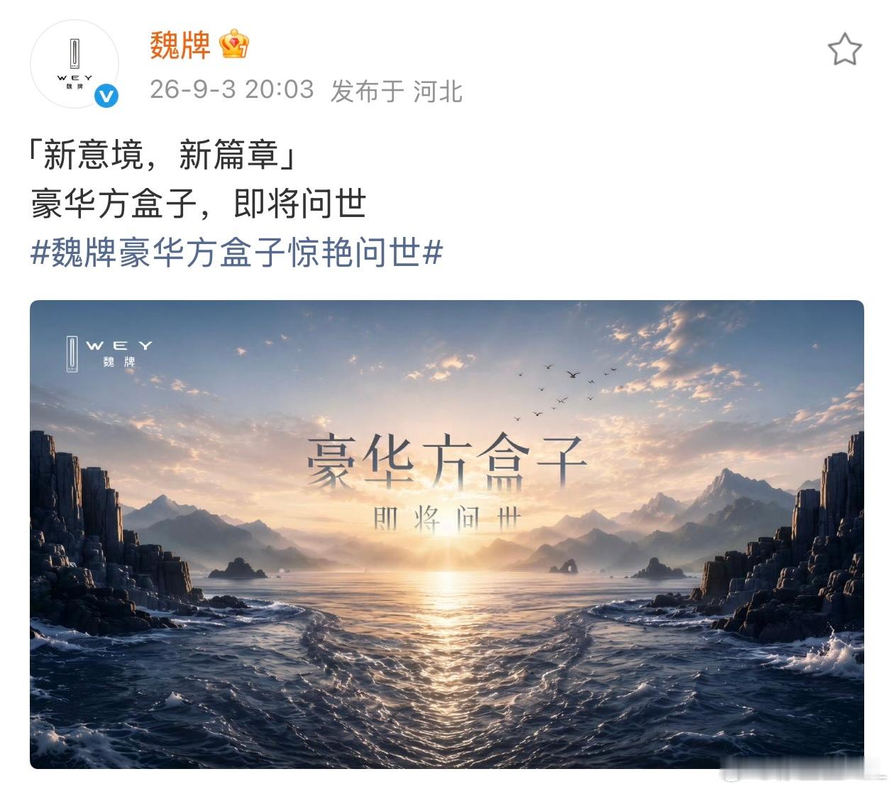 魏牌豪华方盒子惊艳问世坡总学坏了。毫无征兆，突然来这么一出。还不给看照片。哪怕