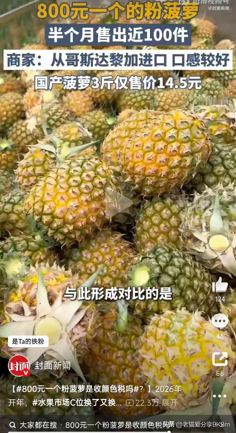 这个粉色菠萝吃一口能变仙女吗好家伙，车厘子自由还没实现，水果界又杀出个“天价