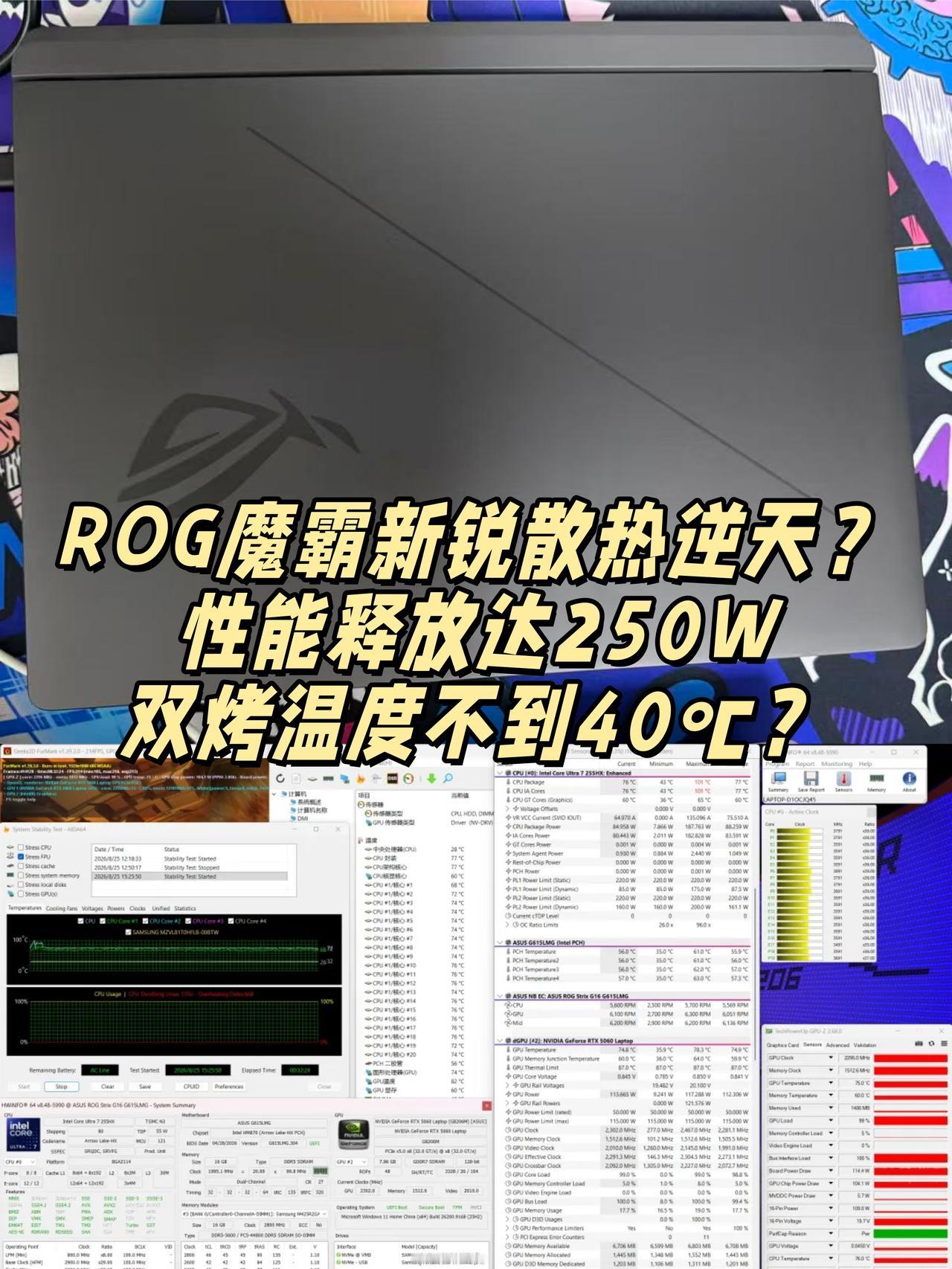 ROG游戏本双烤不到40度，别把CPU冻感冒了😂现在的游戏本都这么牛皮了吗