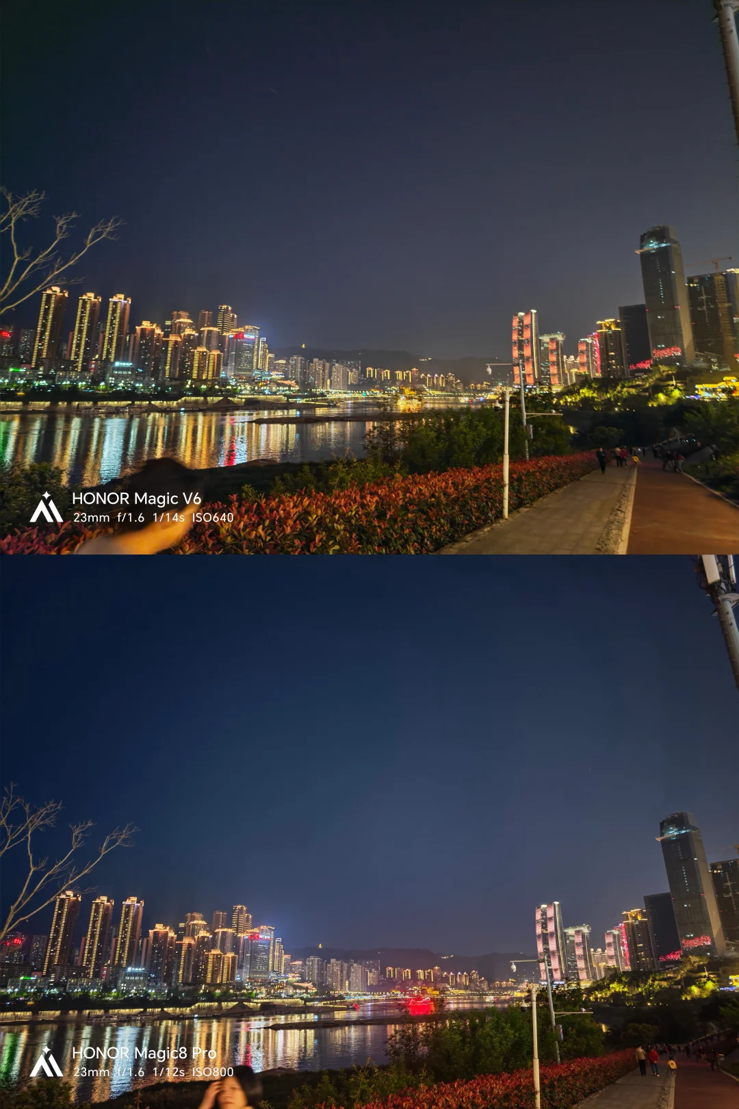 荣耀Magic V6🆚Magic8 Pro｜夜景模式对比