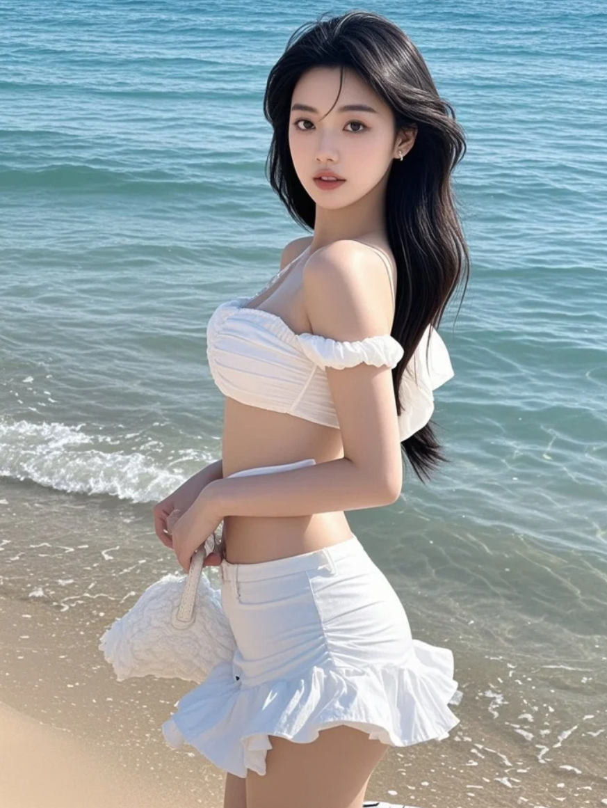 绝色美女与海浪共舞，美得摄人心魄
