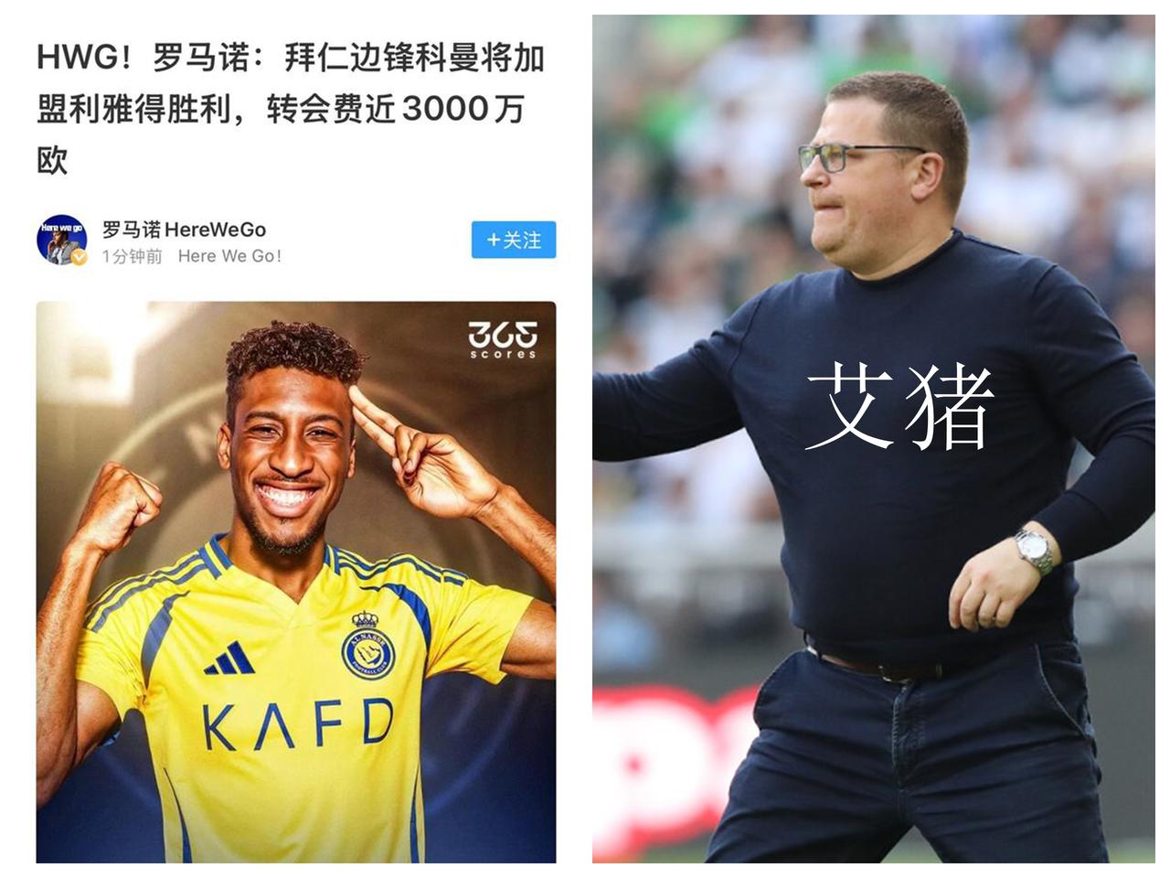艾猪，真有你的，不到3000万就把科曼给卖了，你是来拜仁拆家的吧？难不成他真的