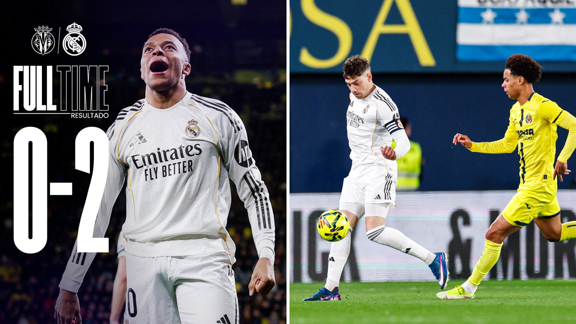 西甲：皇家马德里客场2-0击败比利亚雷亚尔，取得西甲5连胜。姆巴佩抢射破门，补