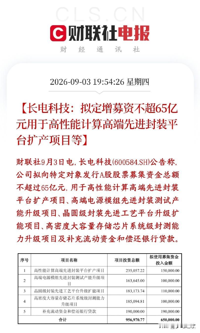 半导体板块真是多事之秋，龙头在这时候墨迹资金定增长电科技要定向增发，最多融资6