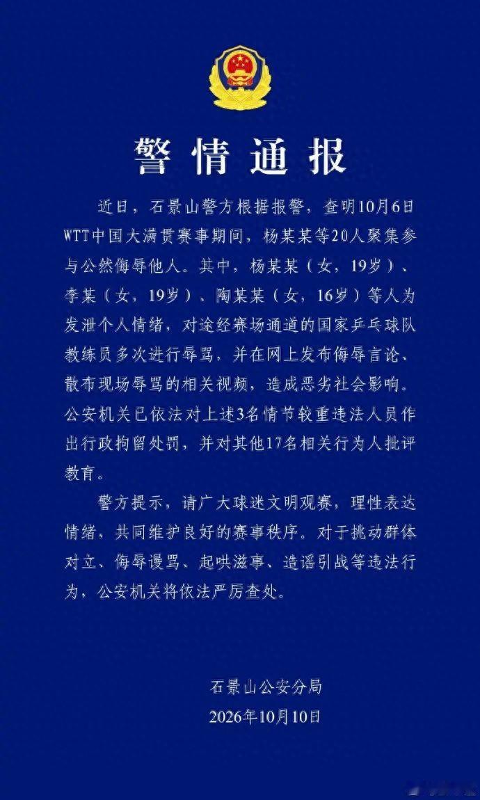 【中国乒乓】希望这3个女孩子，吃一堑长一智辱骂中国乒乓主教练王皓的处理结果出