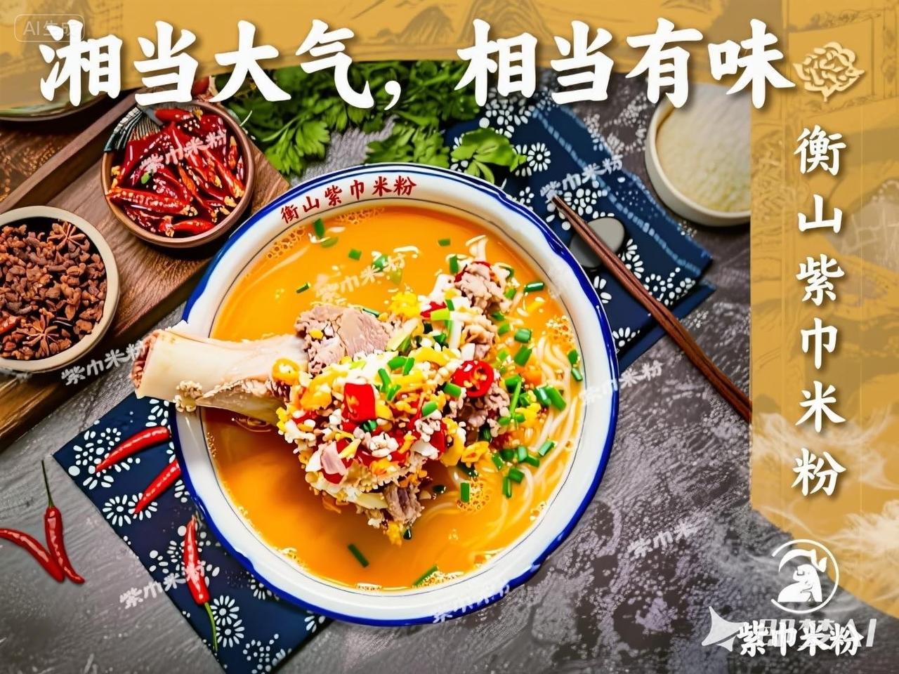 晒晒你照片里的美食在美丽的南岳衡山脚下，紫巾米粉店每天顾客盈门，他们采用鸡蛋瘦肉