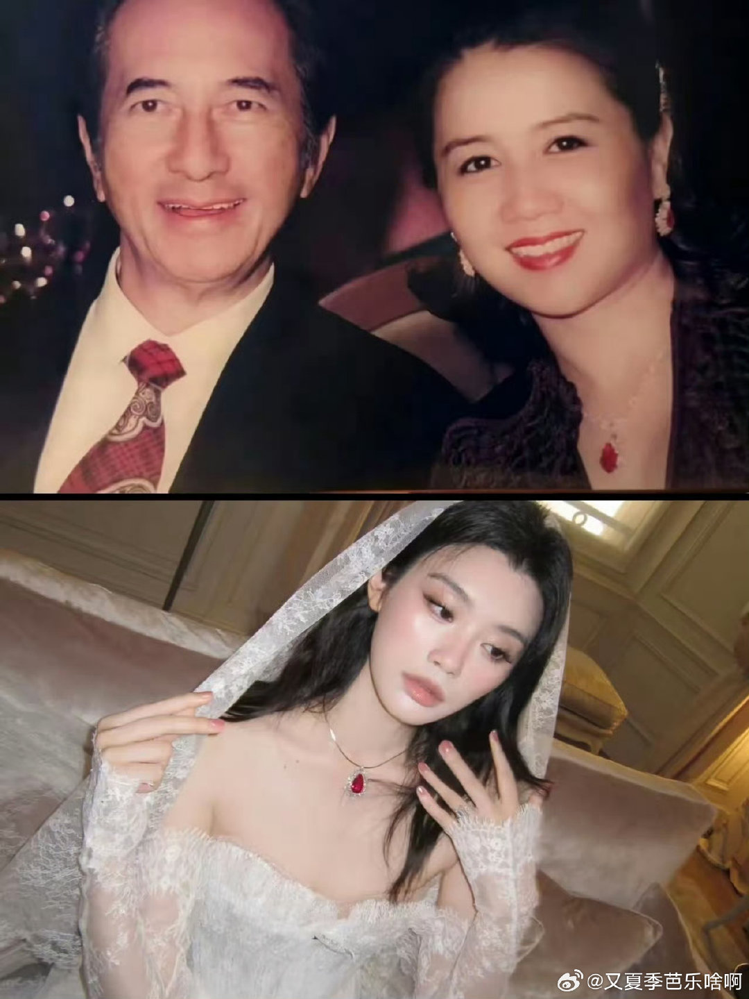 奚梦瑶第二套婚纱，戴的红宝石项链，居然又是她婆婆的！婆媳关系好好哦​